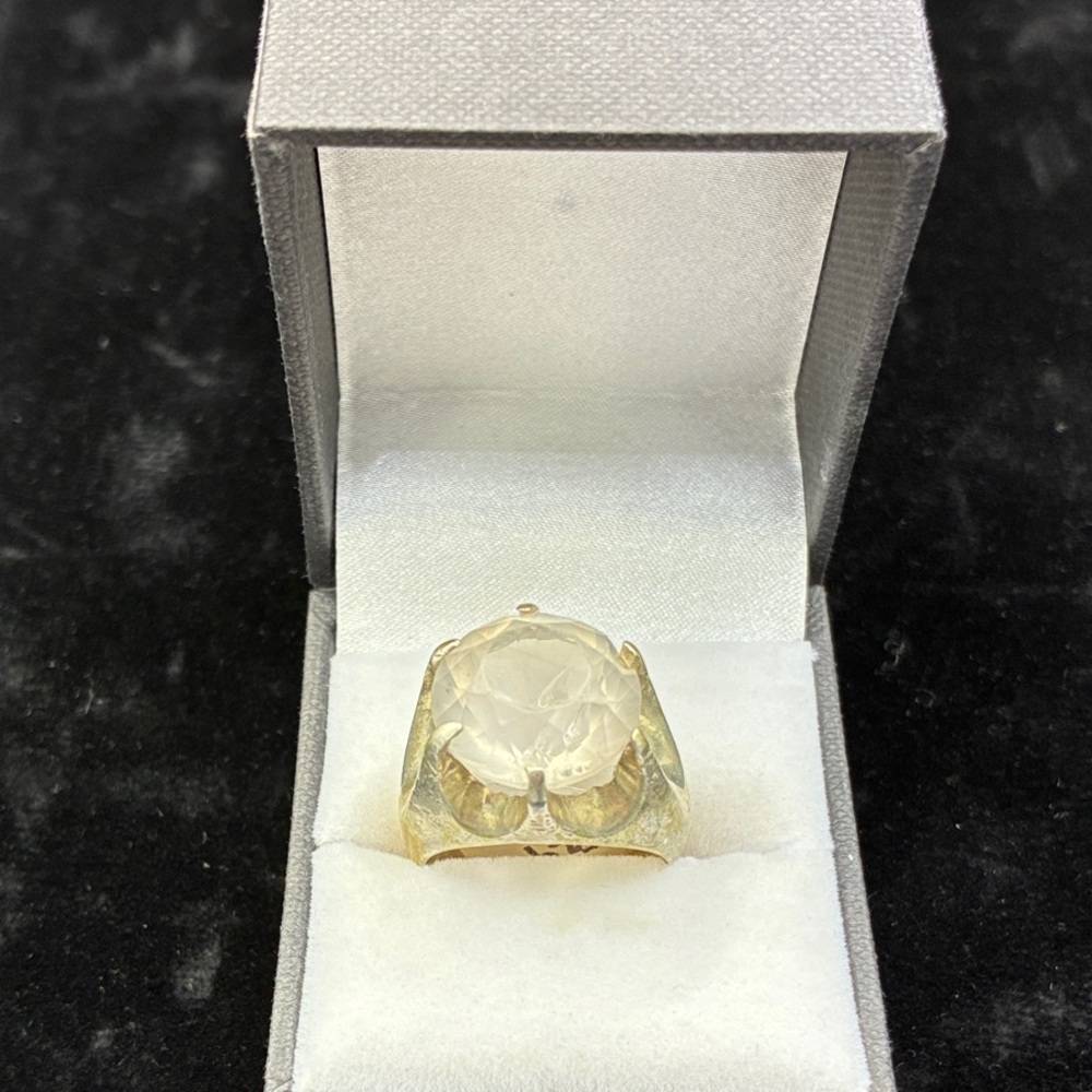 Huge Vintage Quartz Sterling Silver Ring